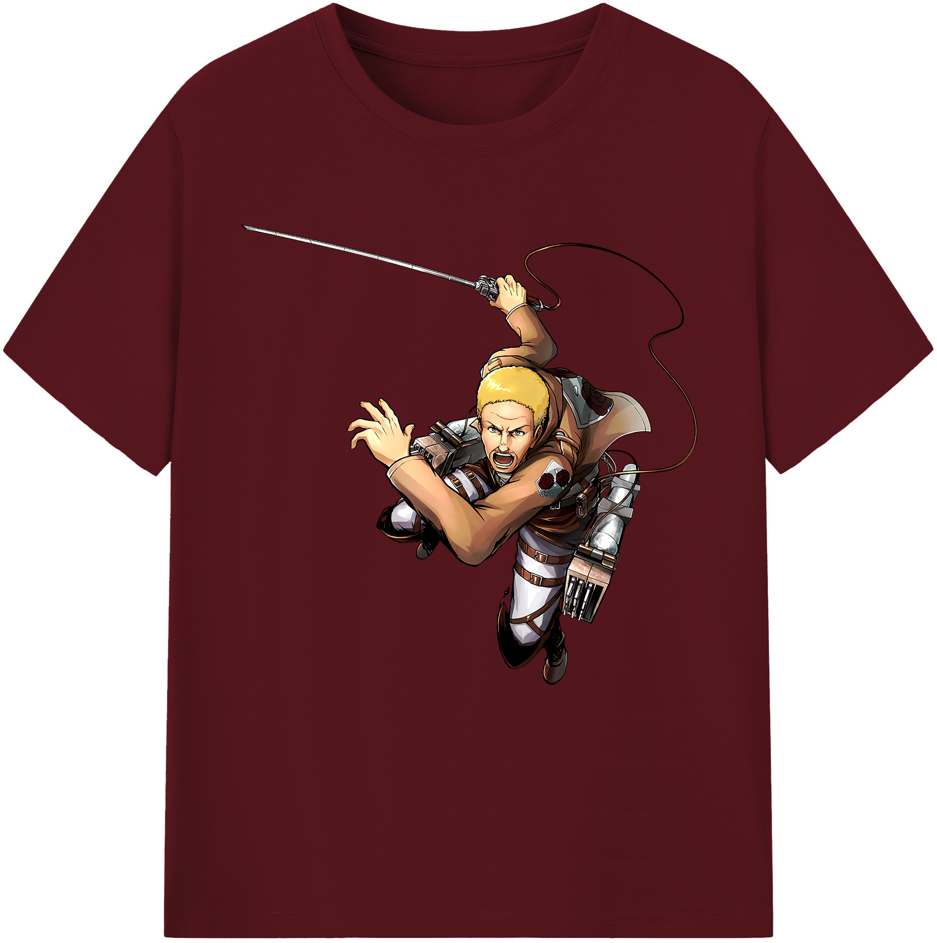 （画像用） 進撃の巨人 ハンネス Attack on Titan Hannes 綿100％半袖Tシャツ（フロントプリント）
